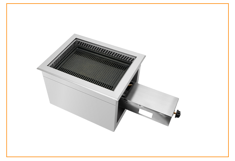 SZY-455 commercial gas grill with dual-side non-stick teppanyaki plate, white background product display for Korean style barbecue and commercial catering