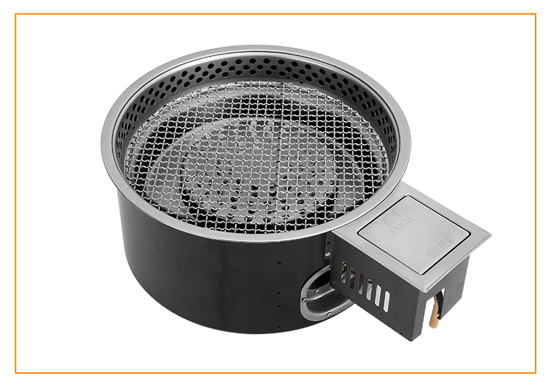 SZY-420C commercial gas grill with stainless steel woven grill net, white background product display for Japanese style barbecue catering equipment