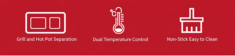 JHD-360B commercial electric stove features grill and hot pot separation, dual temperature control, non-stick easy to clean for flexible catering operation