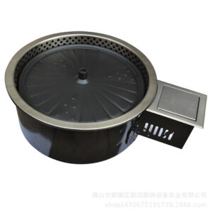 SZY-420B Built-in Round Gas BBQ Grill with Non-stick Griddle Plate, Commercial Gas Barbecue Cooker for Restaurant Catering Equipment