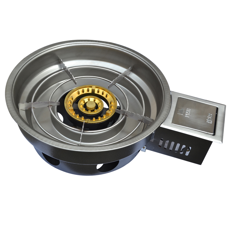 SZY‑360E commercial korean gas hot pot burner top angle view for restaurant