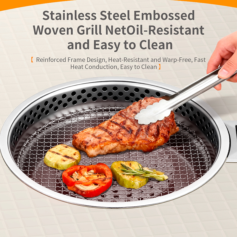 SZY-420C Stainless Steel Woven Grill Mesh Cooking Effect Display, Oil-resistant Easy-clean Commercial Gas BBQ Grill Accessory for Restaurant