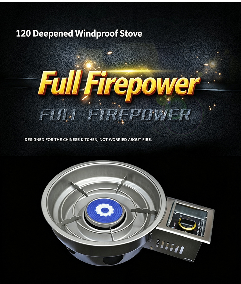 SZY‑360E 120 deepened windproof gas stove full firepower product poster