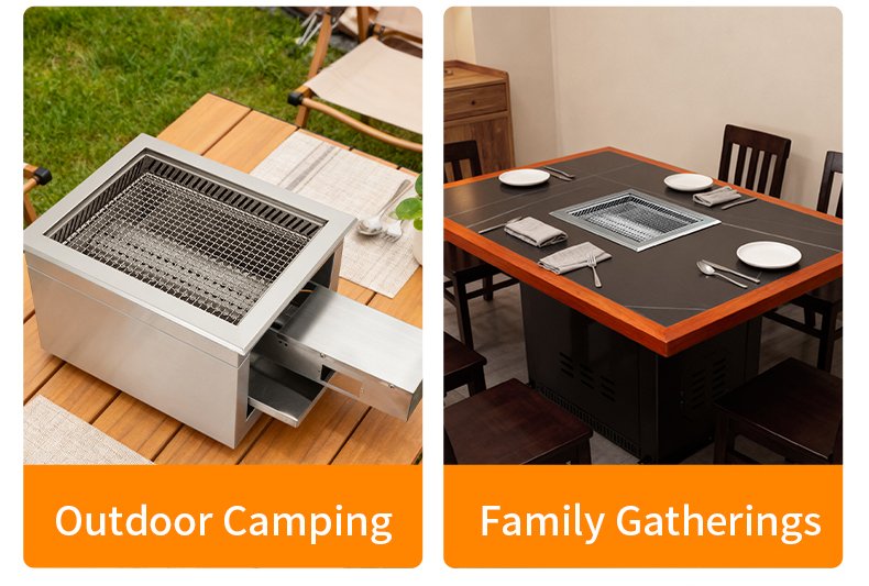 SZY-455 dual-use tabletop and built-in gas grill for outdoor camping and family gatherings, portable countertop and recessed installation commercial catering equipment