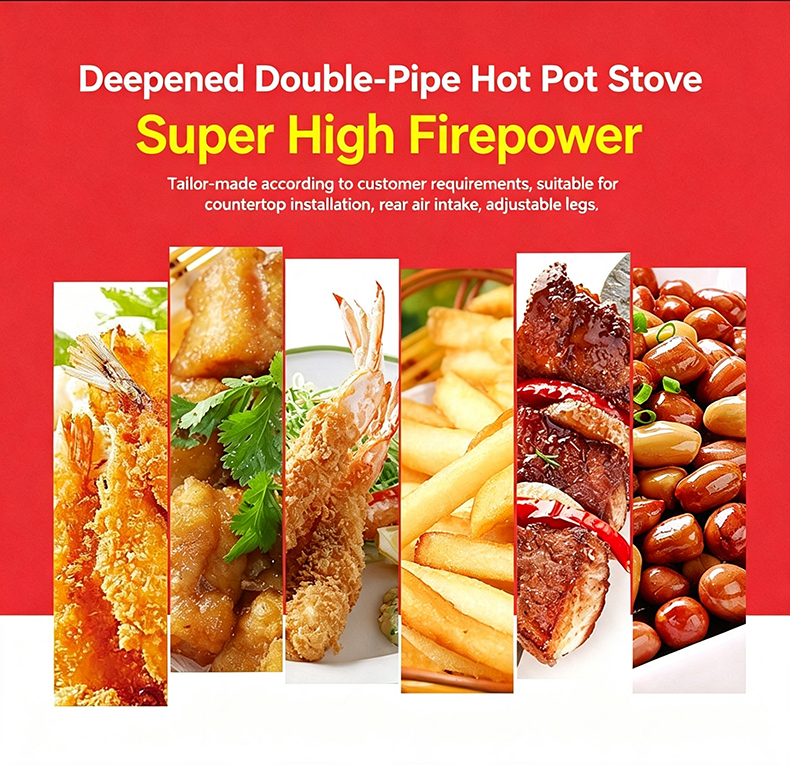 SZY‑360E deepened double‑pipe gas stove food cooking application scene