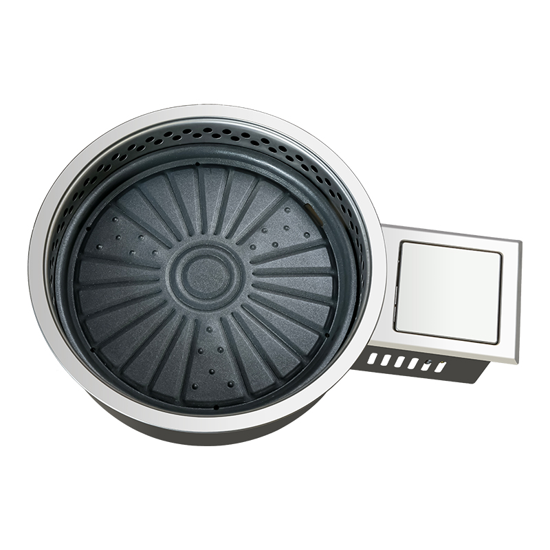 SZY-360B Built-in Gas BBQ Grill Top View with Griddle Plate, Commercial Round Gas Barbecue Cooker for Restaurant