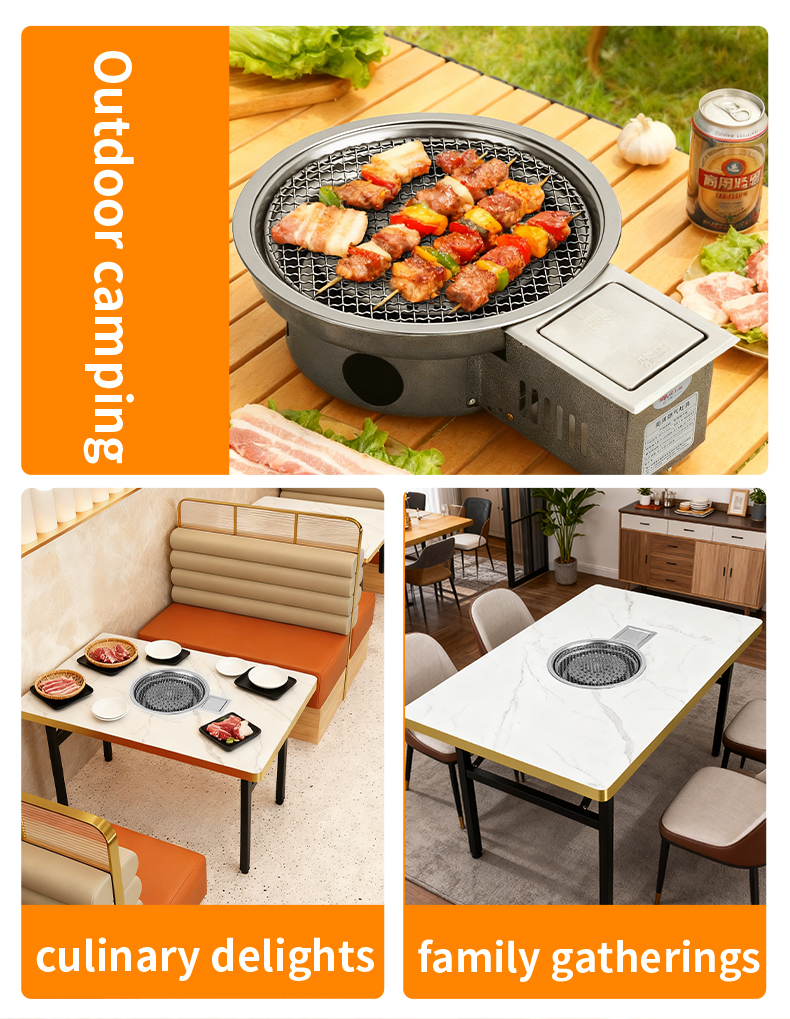 SZY-360B built-in & countertop gas grill application scenarios: outdoor camping, commercial dining, family gathering catering equipment