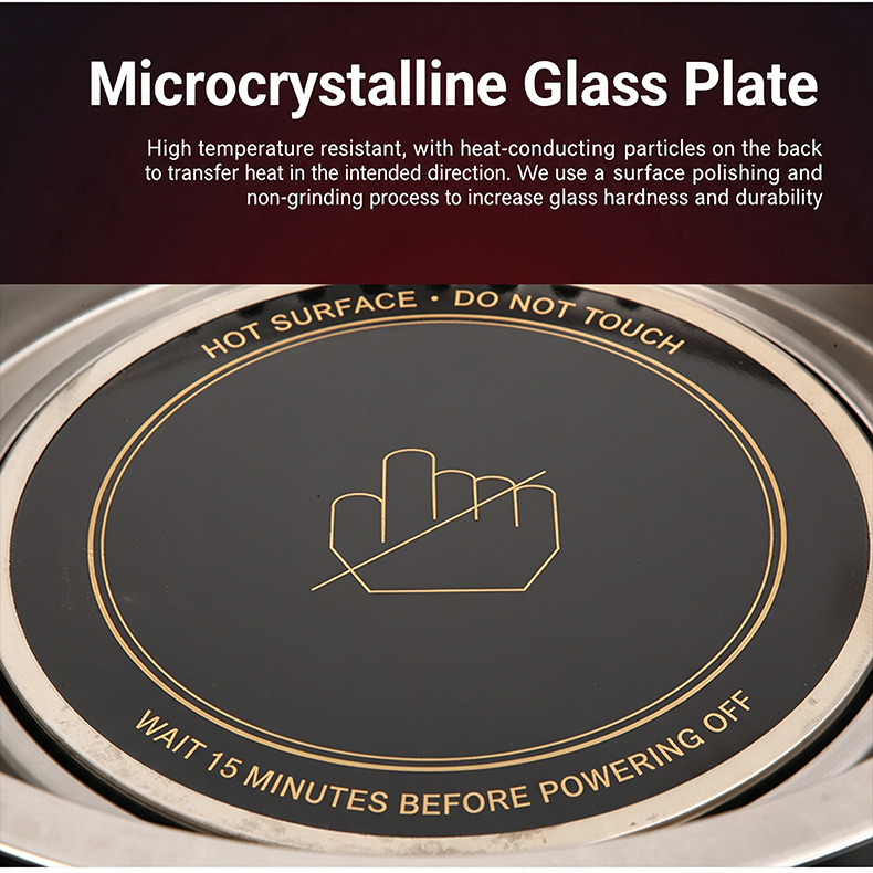 JHD-360B microcrystalline glass plate electric stove, high temperature resistant, heat-conducting particles on the back, surface polished and non-grinding process for durability