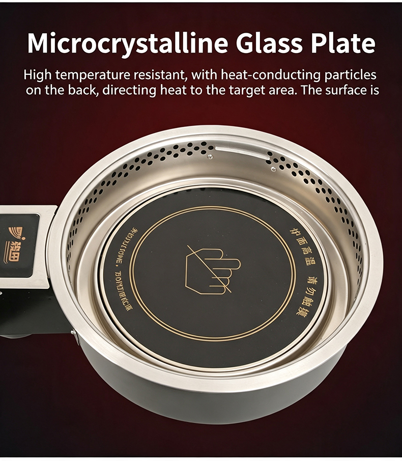 JHD-420D microcrystalline glass plate electric stove, high temperature resistant, heat-conducting particles on the back, durable cooking surface for commercial hot pot and steam cooking