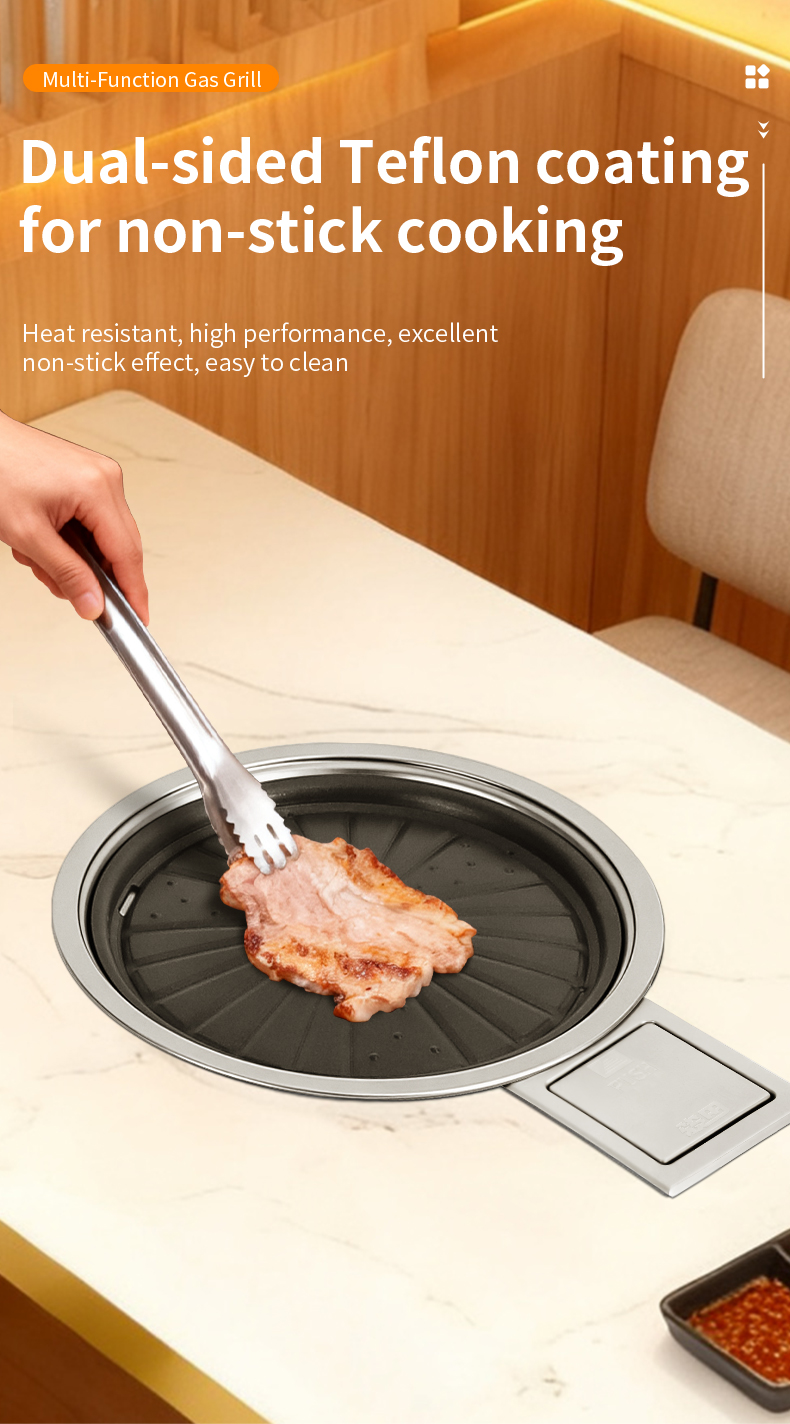SZY-360B gas grill with dual-sided Teflon non-stick grill plate, heat resistant easy to clean for Korean style teppanyaki commercial catering