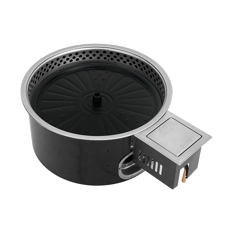 SZY-420C Built-in Gas BBQ Grill with Non-stick Griddle Plate, Commercial Round Gas Barbecue Stove White Background Product Photo