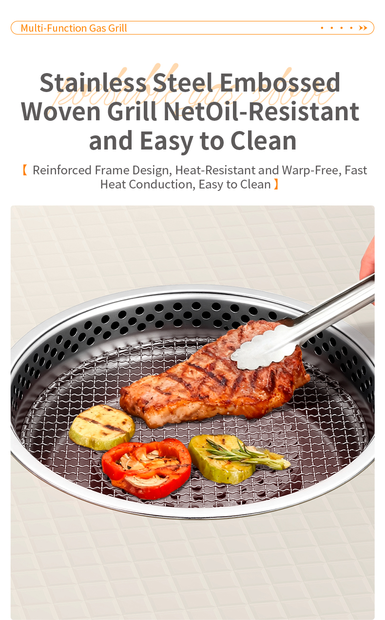 SZY-420C stainless steel embossed woven grill net, oil-resistant warp-free fast heat conduction for Japanese style barbecue commercial catering equipment