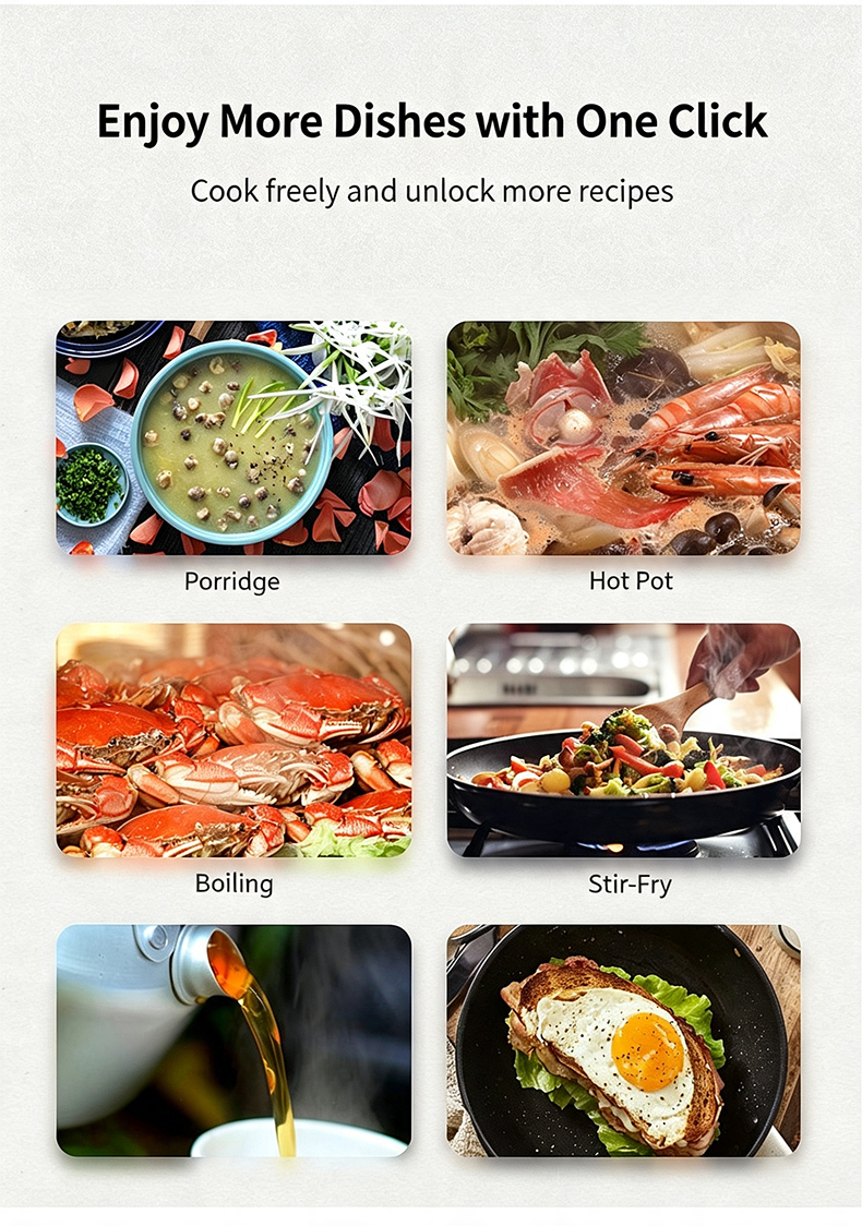 JHD‑400 square concave ceramic cooker multi‑cooking functions, support porridge hot pot boiling stir‑fry for restaurant use