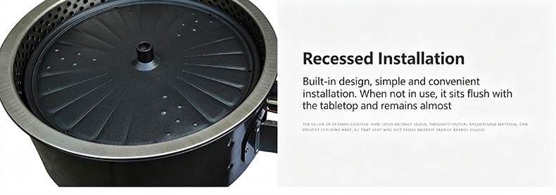 SZY‑420B built‑in recessed installation gas grill hot pot stove flush tabletop design for restaurant table